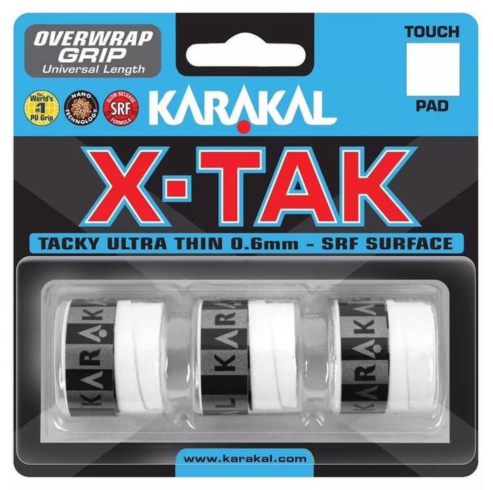 3x Karakal XTAK Overgrip 0.6mm For Tennis Badminton Squash RacketballFITNESS360