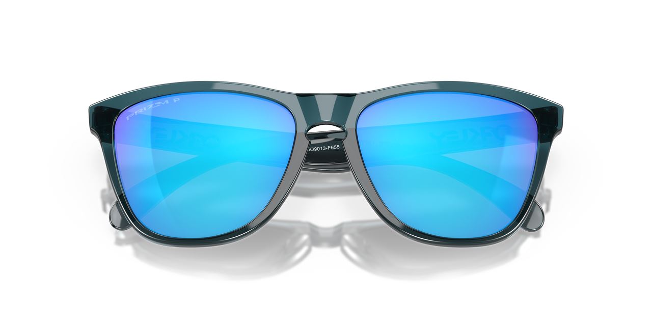 Oakley Frogskins Sunglasses Sapphire Polarized Lenses Crystal Black Sports Frame