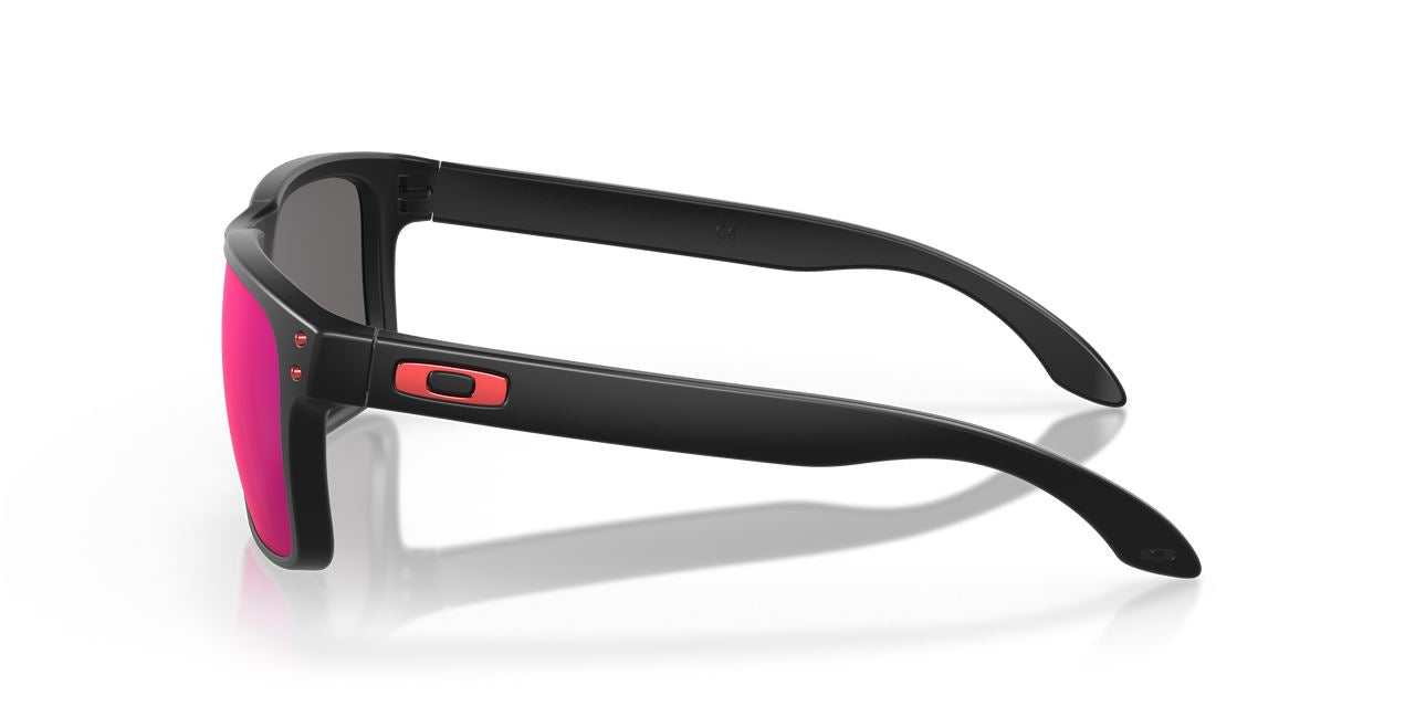 Oakley Holbrook Sunglasses Positive Red Iridium Lenses Matte Black Frame GlassesFITNESS360