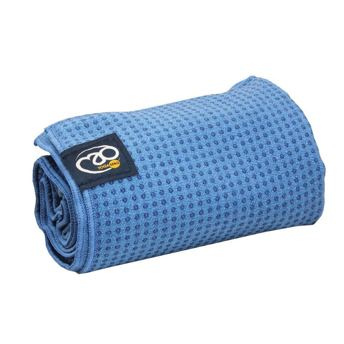 Fitness Mad Yoga Pilates Super Absorbent Mat Grip Dot Towel - 183cm x 60cm - BlueFitness Mad