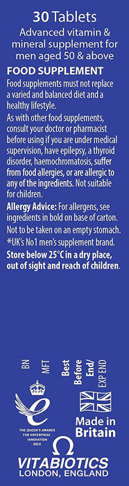 Vitabiotics Wellman 30x Tablets 50+ Mens Vitamins Minerals - 3 Packs for 2