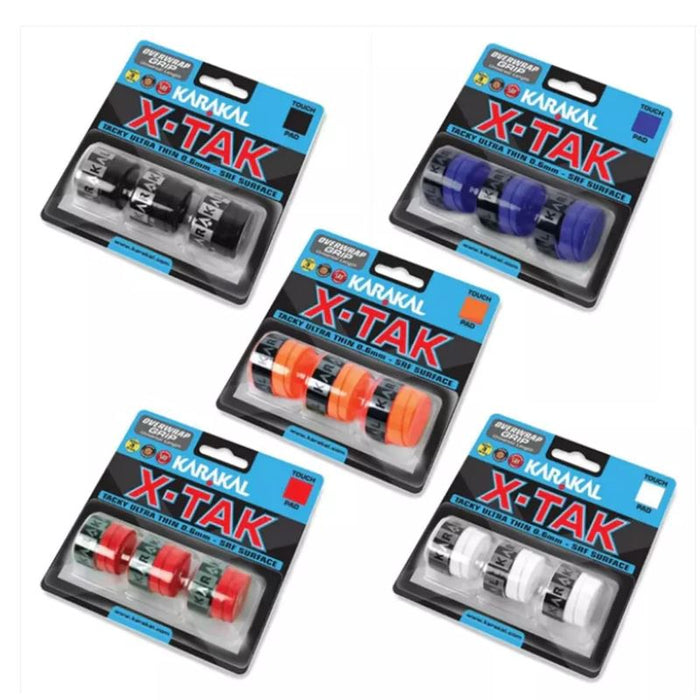 3x Karakal XTAK Overgrip 0.6mm For Tennis Badminton Squash Racketball Black
