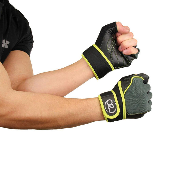 Fitness Mad Strength Highly Supportive Heavy Weight Lifting Gloves & Wrist Strap[Medium]
