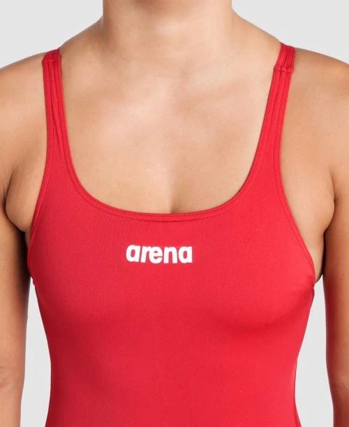 Arena Team Women Swimsuit Swim Pro Wide Straps Racerback Swimming Costume, Red