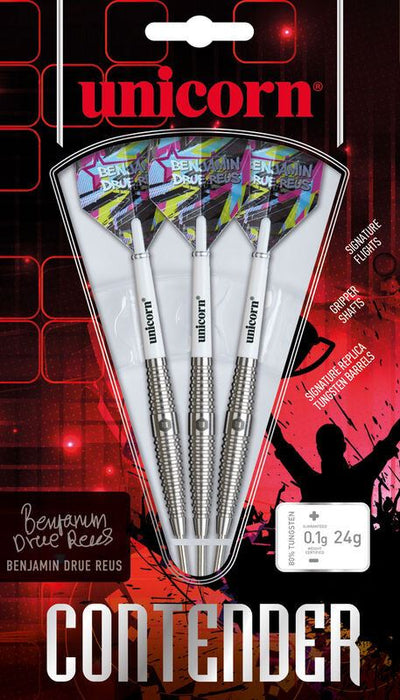 Unicorn Benjamin Drue Reus 80% Tungsten 24g Steel Tip Darts - Precision Play