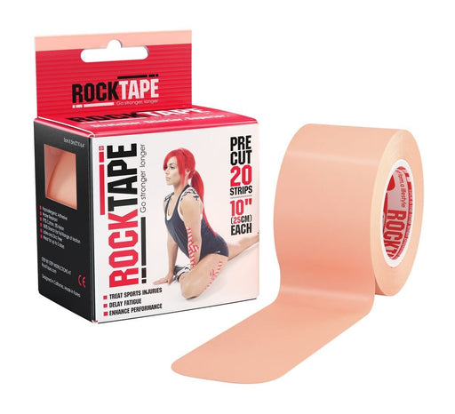 Rocktape 2 Pre Cut Kinesiology Sports Tape Adhesive Roll x 3 - Beige 25x5cmRockTape