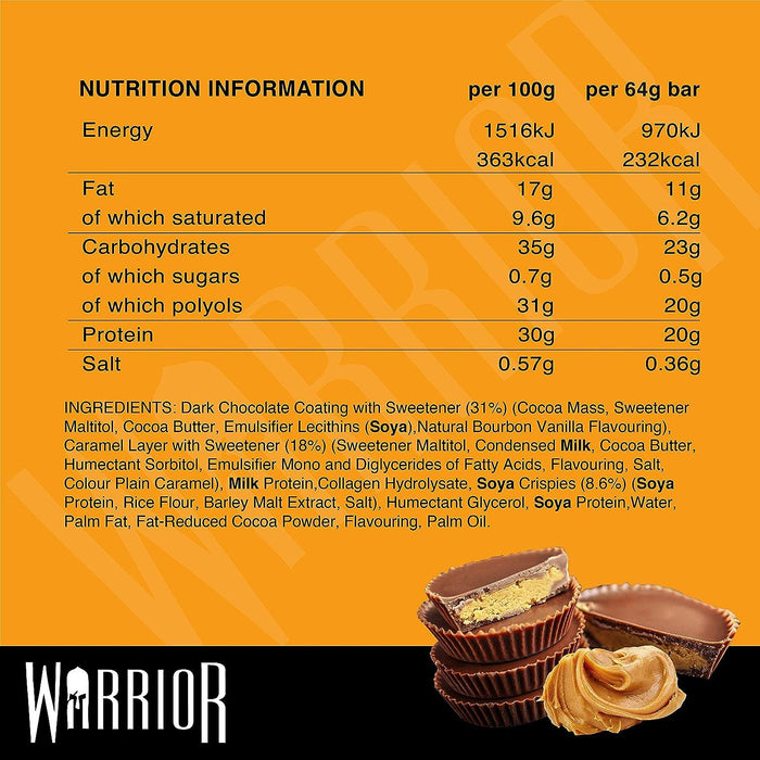 Warrior Crunch Bars High Protein Low Carbs Muscle Building Gym Training 12 x 64g