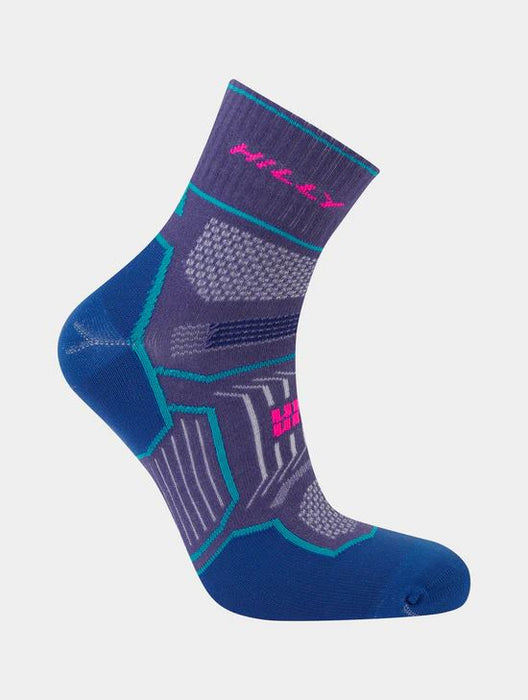 Hilly Twin Skin Anklet Socks Flat Toe Seam Arch Grip - Grape Blue