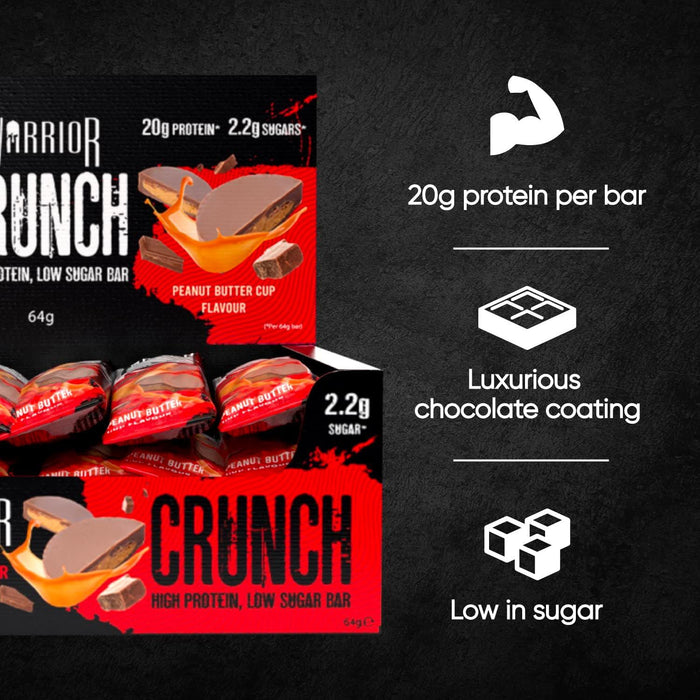 Warrior Crunch Bars High Protein Low Carbs Muscle Building Gym Training 12 x 64g