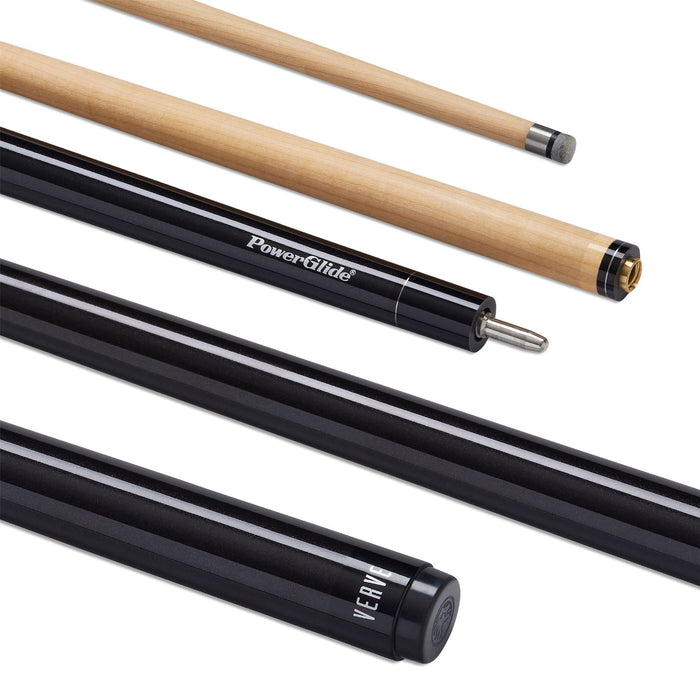 PowerGlide Verve Carbon Pool Cue 50/50 2 Piece Cue Maple Wrap - Black