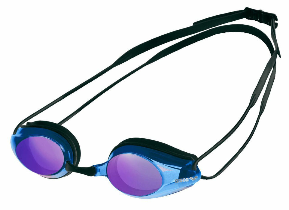 Arena Tracks Mirror Swimming Goggles Unisex Anti-Fog UV Protection Eyewear Black/Blue