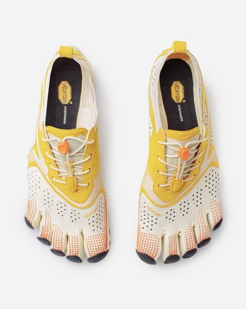 Vibram V-Run Five Fingers Barefoot Mens Running Shoes Trainers - Ivory/Yellow