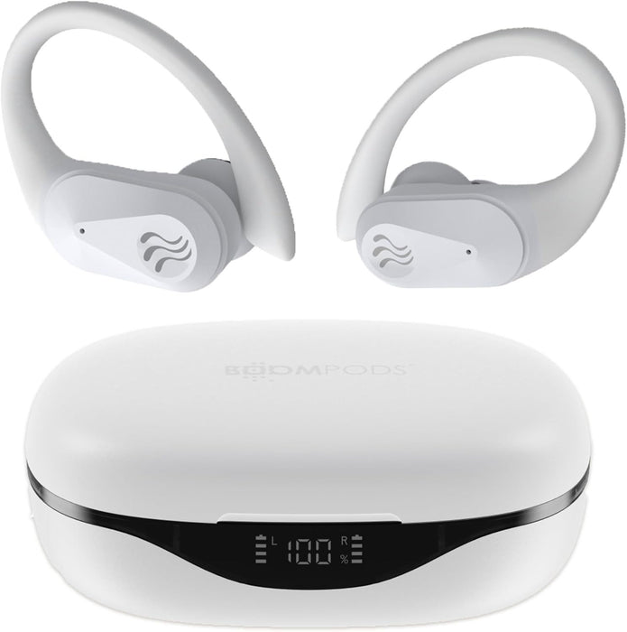 Boompods SportPods Wireless Earbuds Built In Microphone Headphones White