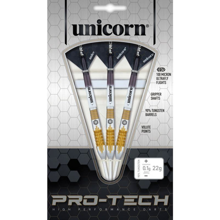 Unicorn Pro-Tech Style 1 90% Tungsten Steel Tip Darts 20/22/24g Gold Finish