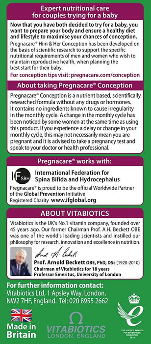 Vitabiotics Pregnacare Conception His Her Tablet 60 Tablets - 3 Packs for 2