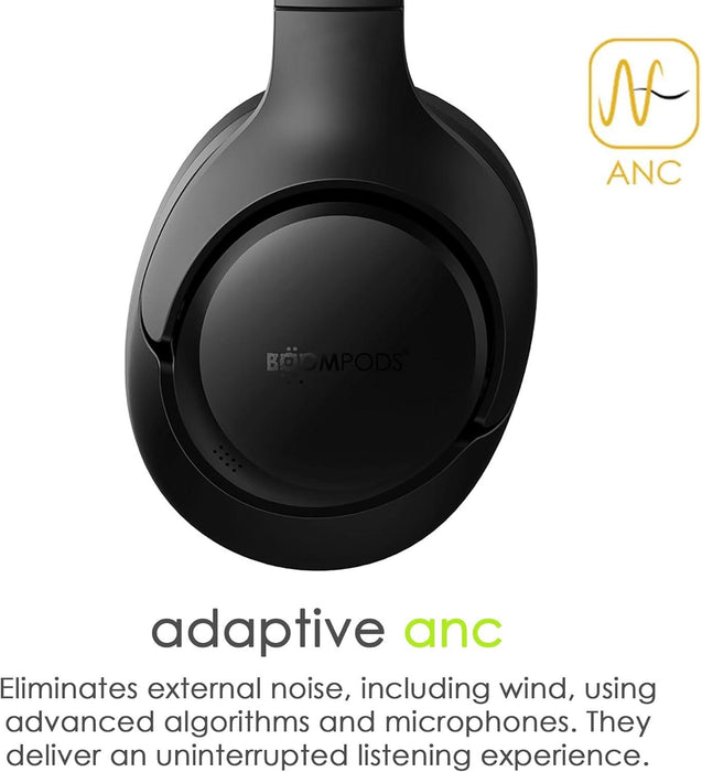Boompods Orbit ANC Over Ear Noise Cancelling Headphones with Microphone Black