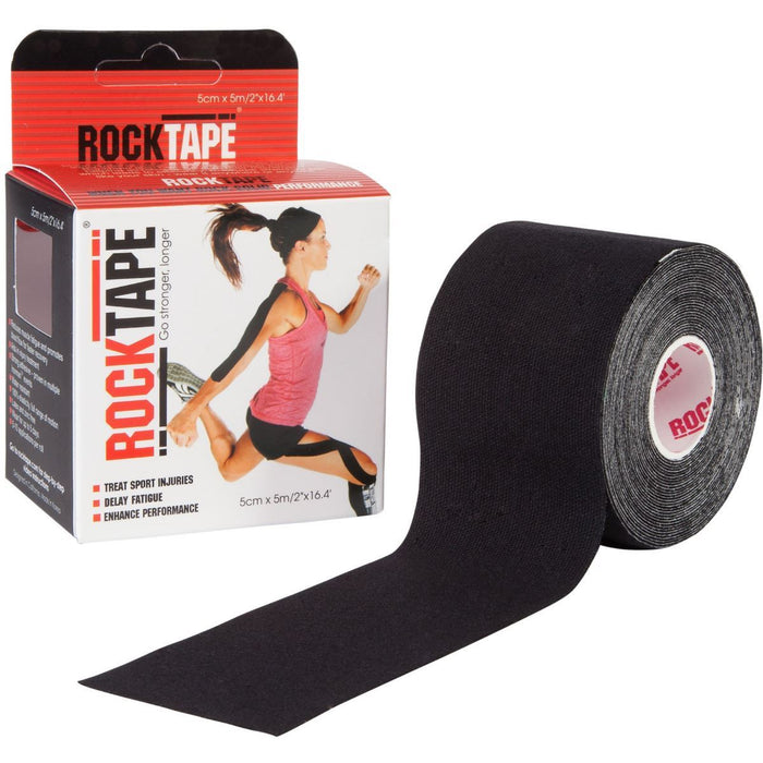 Rocktape Hypoallergenic Strong Adhesive Kinesiology Tape Roll - Black