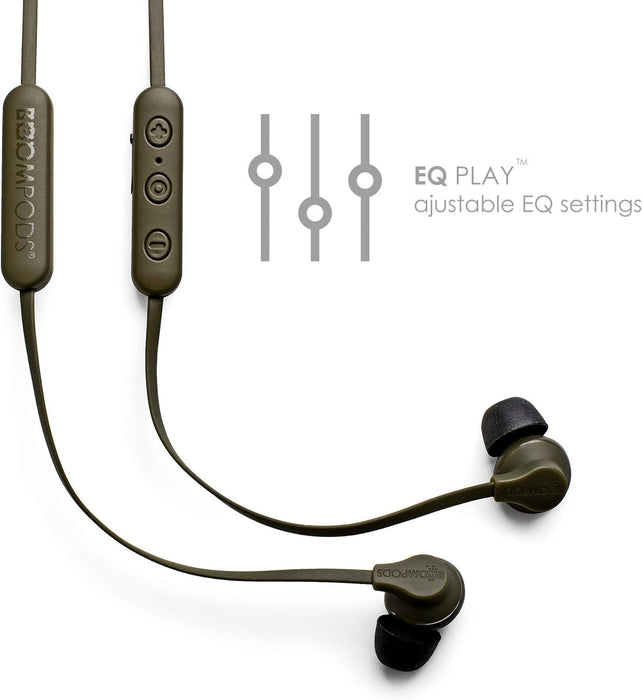 Boompods Sportline In Ear Headphones IPX4 EQ Adjustable Army Green