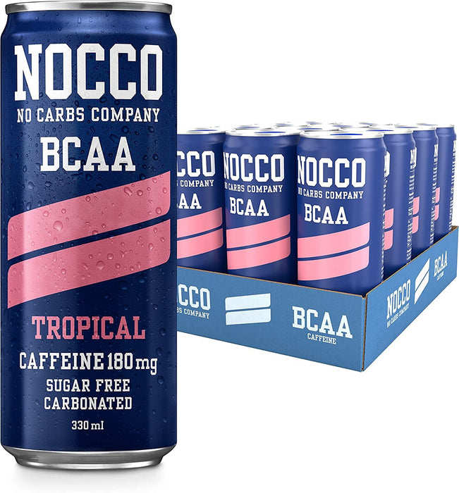 Nocco BCAA 12 x 330ml Caffeine & Vitamin Drinks w/ Green Tea - Tropical