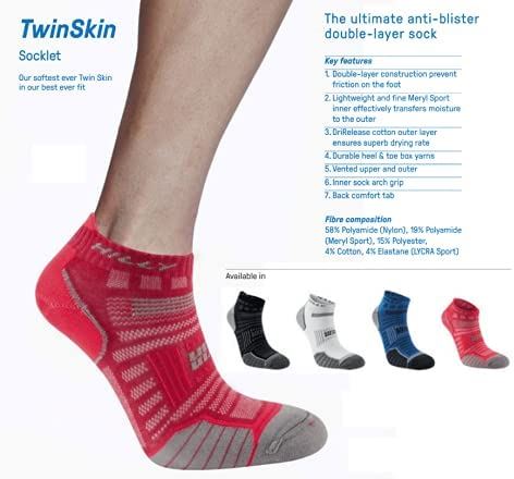 Hilly Twin Skin Socklet Socks Ladies Sports & Running Arch Grip - 3 Pairs for 2Hilly