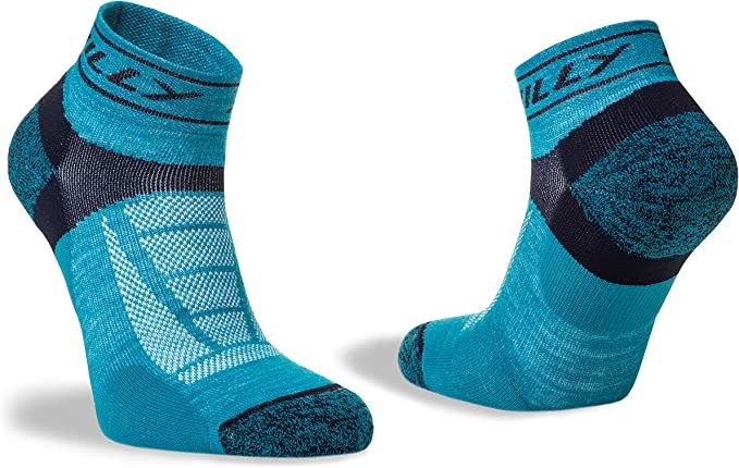 Hilly Trail Quarter Socks Cushioned Sports Running Turquoise/Navy - 3 Pairs for2