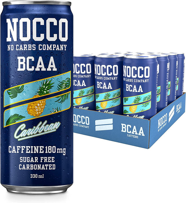 Nocco BCAA 12 x 330ml Caffeine & Vitamin Drinks w/ Green Tea - Caribbean