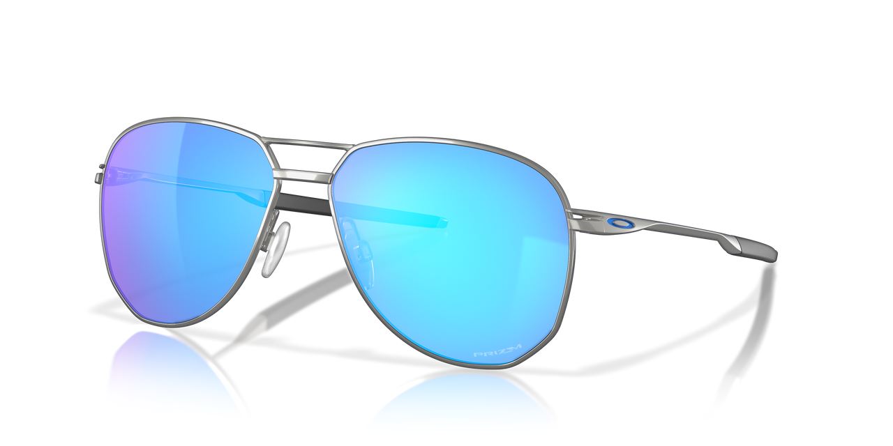 Oakley Contrail Sunglasses Sapphire Lenses Satin Chrome Frame Square Glasses