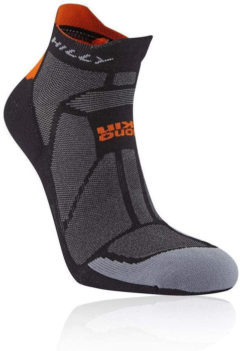 Hilly Marathon Fresh Socklet Unisex Sports Running Socks - Black / Orange - M