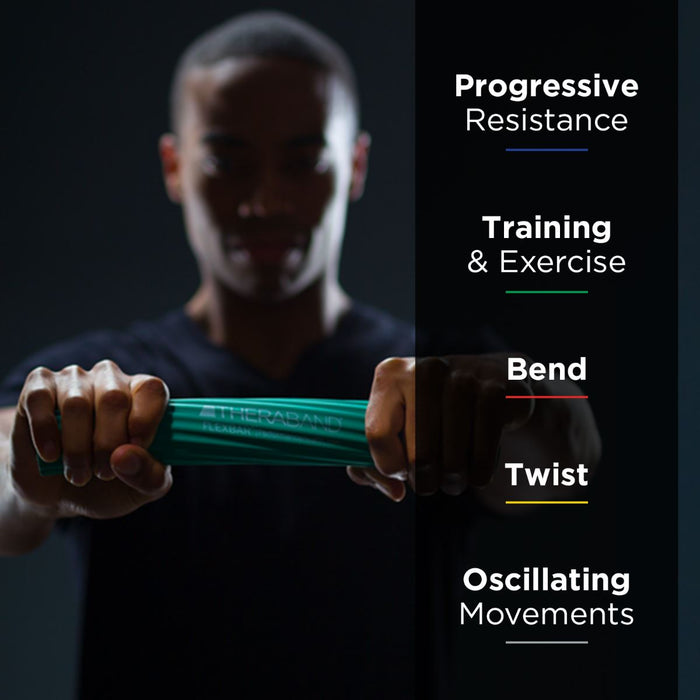 TheraBand FlexBar Strengthen Wrists Elbows & Forearms Resistance Training ( Green ) Medium