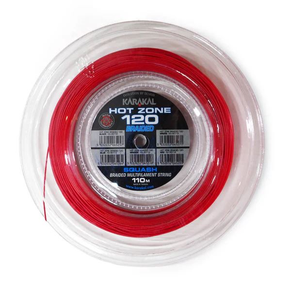 Karakal Hot Zone Braided 110 – Premium Squash Racket String 220m Coil - Red