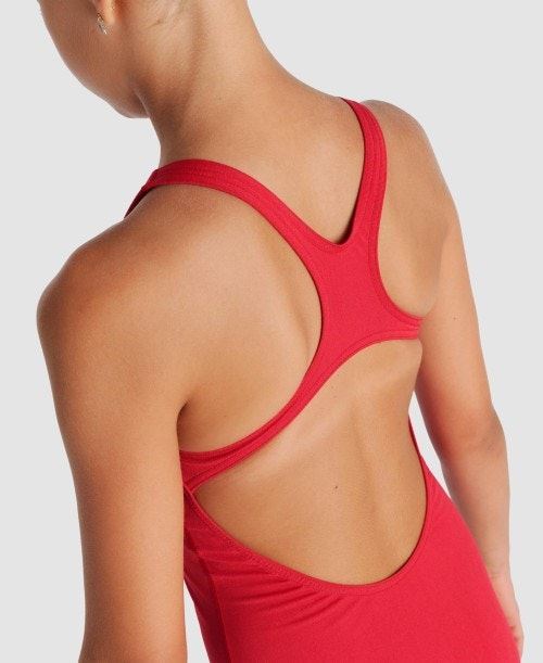 Arena Team Girls Swim Pro Solid Quick Dry Athletic Swimming Suit One Piece - RedArena