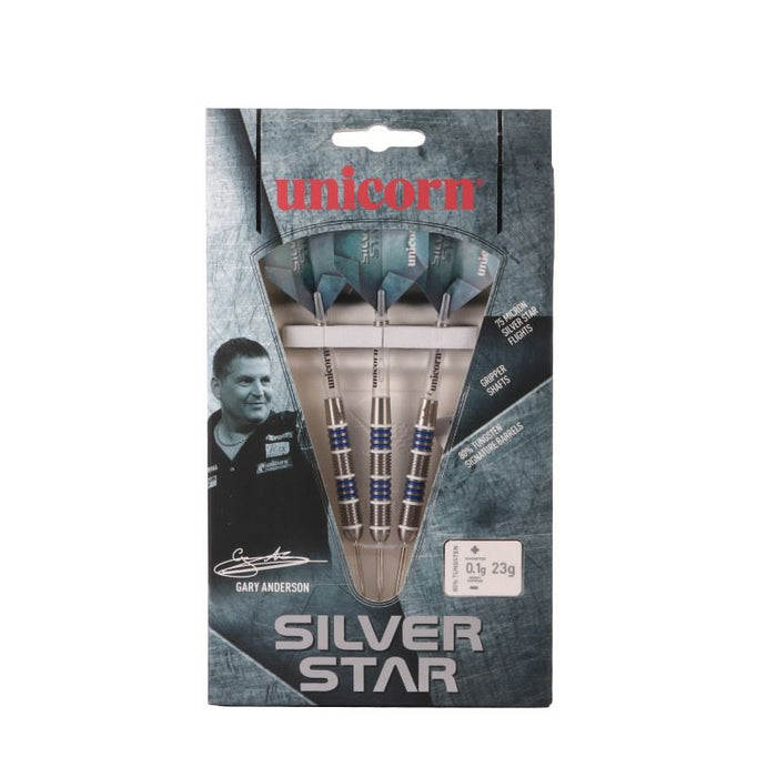 Unicorn Gary Anderson Silver Star Steel Tip Darts 80% Tungsten