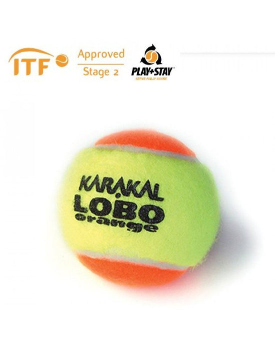 Karakal Lobo Low Pressure & Bounce Tennis Ball in Yellow or Orange - 1 Dozen