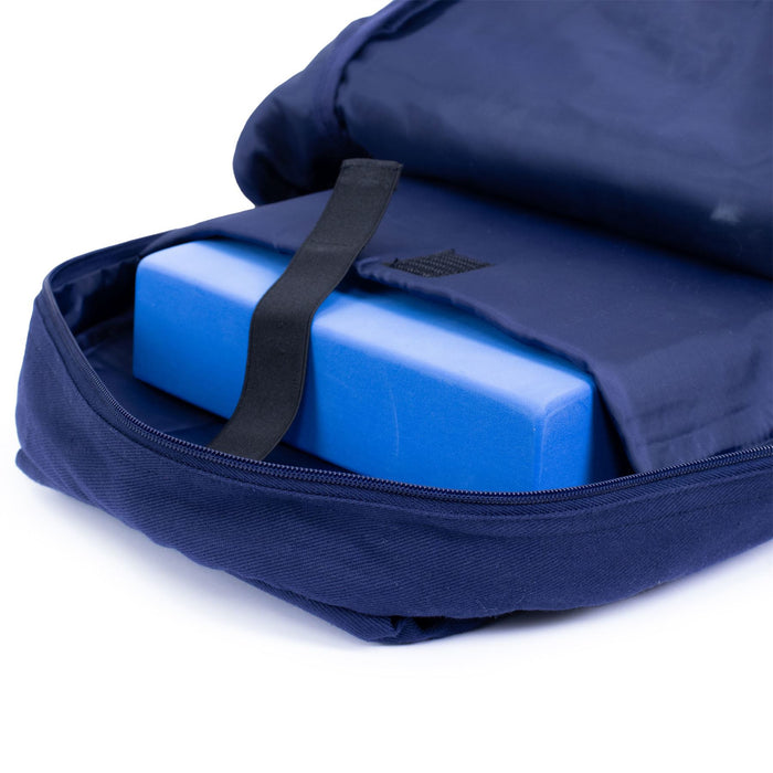 Fitness Mad Yoga Mat Backpack Essentials Bag - Navy Blue/Leaf