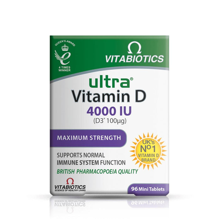 Vitabiotics Ultra Vitamin D 4000IU Men Women Stronger Bones 96 Mini Tablets