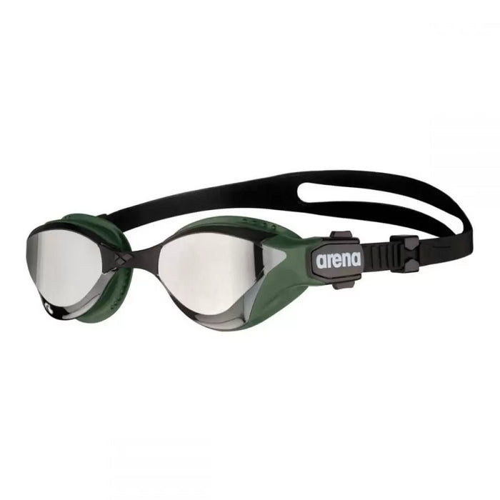 Arena Swimming Goggles Cobra Tri Swipe Mirror Hard Lenses Anti Fog - Silver Army