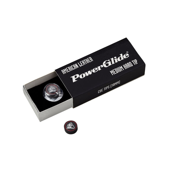 Powerglide Snooker Pool Cue Tips - American Leather - Med / Hard 10 mm 2 Pieces