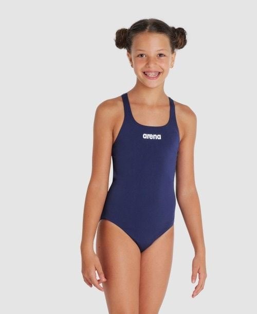 Arena Team Girls Swim Pro Strach Fit One Piece Sun Protection Swimwear - NavyArena