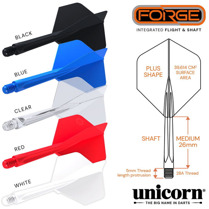 Unicorn Darts Forge All‑In‑One Plus Integrated Flight & Shaft System - Medium Red