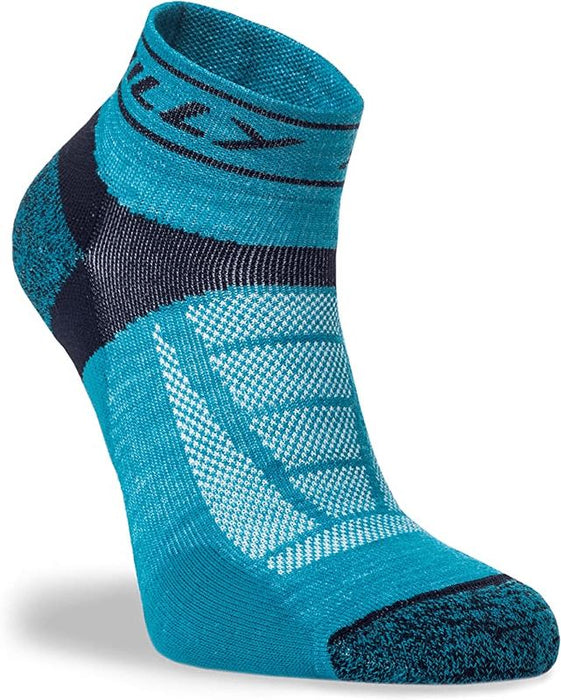 Hilly Trail Quarter Socks Cushioned Sports Running Turquoise/Navy - 3 Pairs for2Hilly