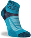 Hilly Trail Quarter Socks Cushioned Sports Running Turquoise/Navy - 3 Pairs for2Hilly