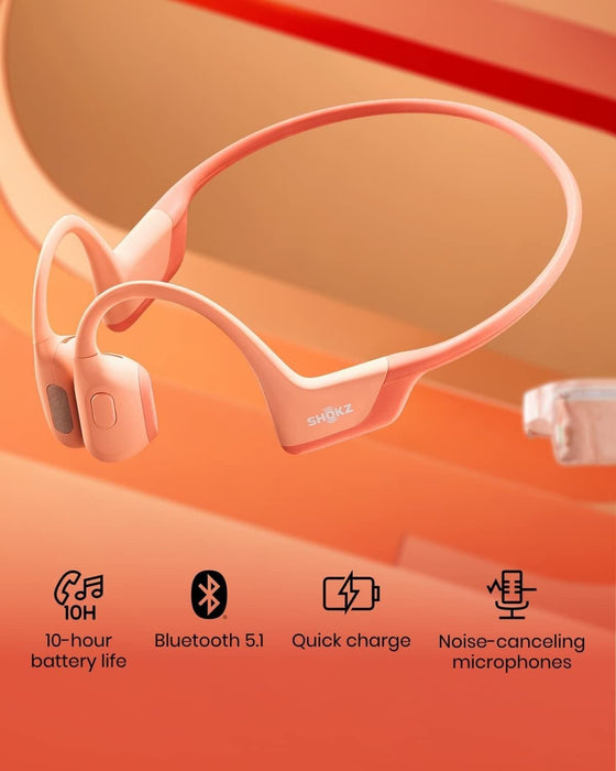 Shokz OpenRun Pro Headphones Open Ear Bone Conduction Wireless Headsets PinkAfterShokz