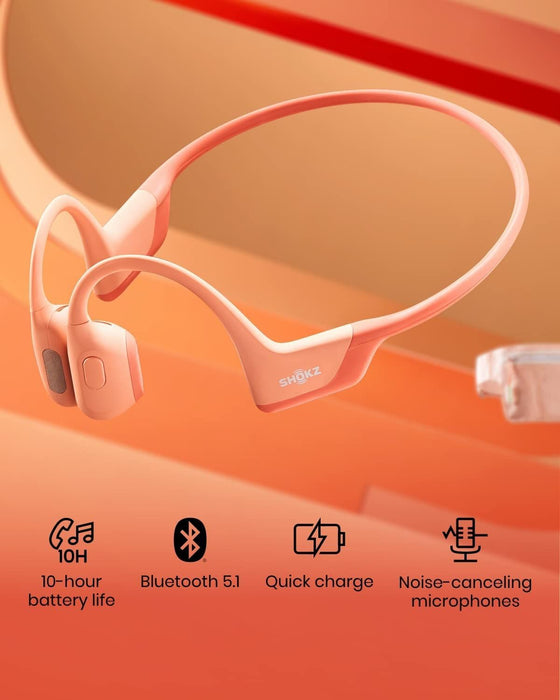 Shokz OpenRun Pro Headphones Open Ear Bone Conduction Wireless Headsets Pink