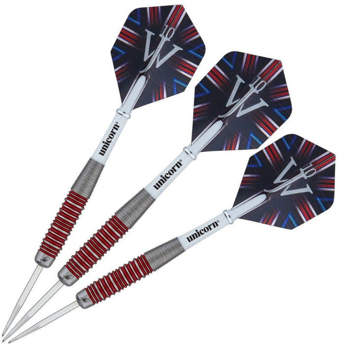 Unicorn James Wade The Machine 90% Tungsten Steel Tip Darts 22/24/26g Silver/Red