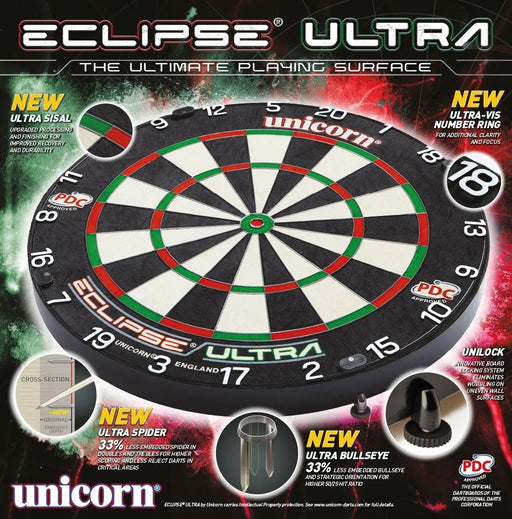 UNICORN ECLIPSE ULTRA DARTBOARD - PDC APPROVED / ULTRA BULLSEYE - CHAMP QUALITYUnicorn