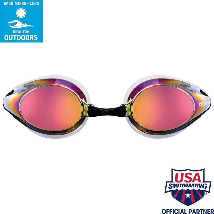 Arena Tracks Mirror Swimming Goggles in White / Red for Watertight Performance
