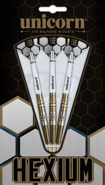 Unicorn Darts Hexium Gold & Black Style 3 Steel Tip 90% Tungsten Dart Set