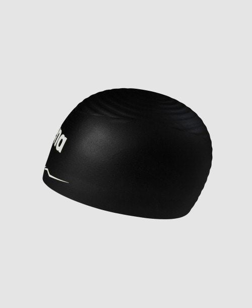 Arena Aquaforce Wave Swimming Cap Silicone Hat For Training And Racing - Black