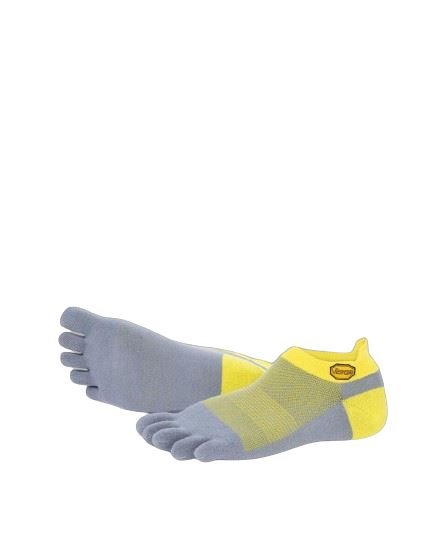 Vibram Athletic No Show Five Fingers Performance Toe Socks - Yellow/GreyFITNESS360