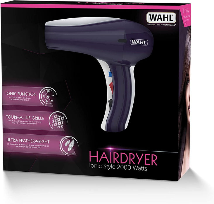 Wahl Ionic Style Hairdryer Women Professional Tourmaline Home Salon Blower 2000W